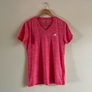 Pink Climalite Adidas V-neck Short Sleeve Tee Size M
